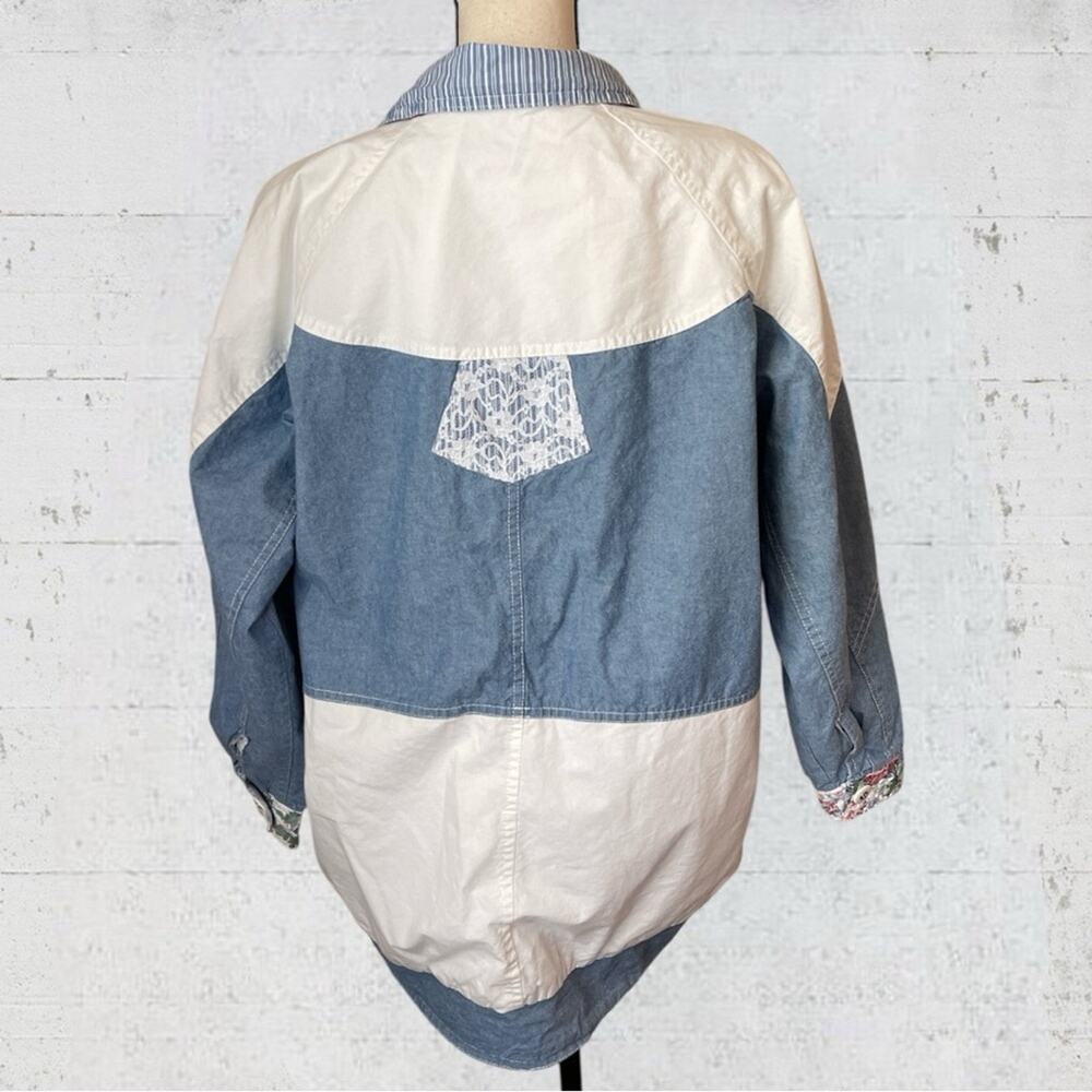 VTG Pao Originals Floral Chambray Patchwork Zip Jacket Size M Cottagecore - Picture 6 of 11